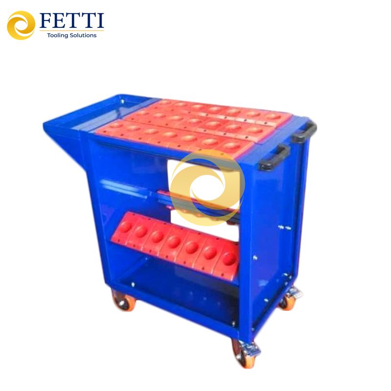 Carro de herramientas FETTI BT40 con capacidad para 35 herramientas CNC, portaherramientas cónicos de 40 pulgadas, estante con dos ruedas giratorias y dos fijas - Imagen 3