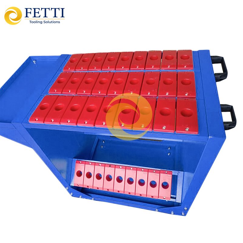 Carro de herramientas FETTI BT40 con capacidad para 35 herramientas CNC, portaherramientas cónicos de 40 pulgadas, estante con dos ruedas giratorias y dos fijas - Imagen 2